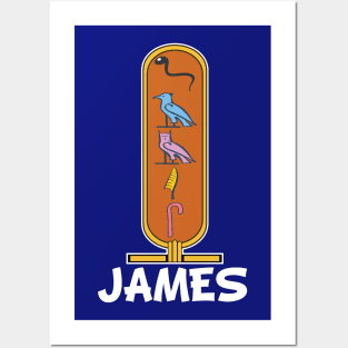 JAMES-American names in hieroglyphic letters-James, name in a Pharaonic Khartouch-Hieroglyphic pharaonic names Posters and Art